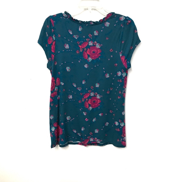 ModCloth Teal‎ Floral Blouse. Medium - Picture 3 of 5